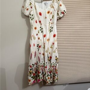 & Other Stories White Dress with Floral Embroidery
